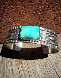 Image 3 of WL&A Handmade Ingot Old Style Repoussé Mint Royston Cuff - Size 7" to 7.5" Wrist