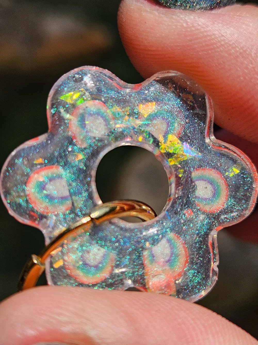 Image of Me Lucky Hoops!/ Rainbow Flower Hoops