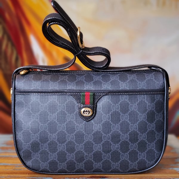 Image of Vtg. Gucci Black Monogram Crossbody Bag