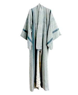 Image of Kimono dame af silke med mosgrønne shibori mønster