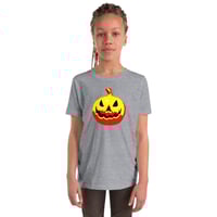 Image 4 of Youth Short Sleeve T-Shirt - Jack O Lantern Vintage Red Yellow