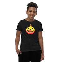 Image 3 of Youth Short Sleeve T-Shirt - Jack O Lantern Vintage Red Yellow