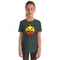 Image 7 of Youth Short Sleeve T-Shirt - Jack O Lantern Vintage Red Yellow