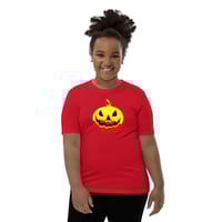 Image 20 of Youth Short Sleeve T-Shirt - Jack O Lantern Vintage Red Yellow