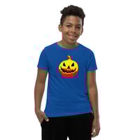Image 9 of Youth Short Sleeve T-Shirt - Jack O Lantern Vintage Red Yellow