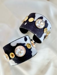 Image 2 of Cowhide Black & White Cuff