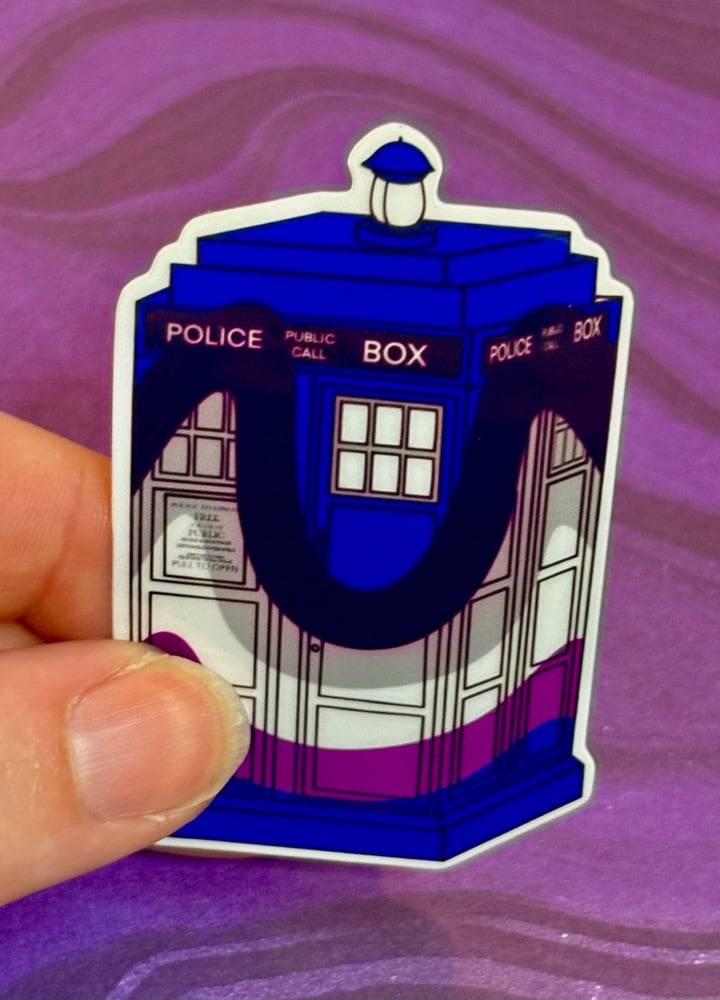 Image of Asexual Pride Tardis Sticker