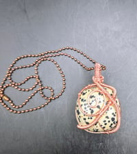 Image 1 of Dalmatian Stone Pendant/Copper Ball Chain 