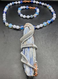 Image 1 of Kyanite Pendant/Angelite Necklace with matching Bracelet 