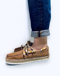 Image 5 of Lagoa brown cow suede deck espadrilles shoes made in Italy