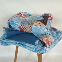 Image 4 of Rosy Apple Handmade Quilt Upcycled Vintage Fabrics & Wool Blanket