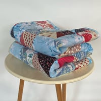 Image 3 of Rosy Apple Handmade Quilt Upcycled Vintage Fabrics & Wool Blanket