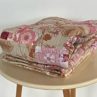 Image 3 of Blush and Bark Handmade Quilt Upcycled Vintage Fabrics & Wool Blanket