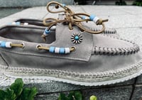 Image 4 of Lagoa grey cow suede deck espadrilles shoes made in Italy