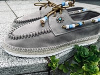Image 7 of Lagoa grey cow suede deck espadrilles shoes made in Italy