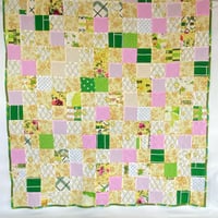 Image 2 of Verdant Heritage Handmade Quilt Upcycled Vintage Fabrics & Wool Blanket