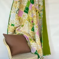Image 5 of Verdant Heritage Handmade Quilt Upcycled Vintage Fabrics & Wool Blanket