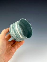 Image 3 of No.34 | White and Teal Marbled Porcelain Tumbler