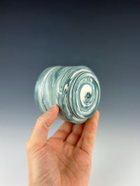 Image 2 of No.34 | White and Teal Marbled Porcelain Tumbler