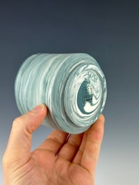 Image 2 of No.35 | White and Teal Marbled Porcelain Tumbler