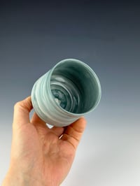 Image 3 of No.35 | White and Teal Marbled Porcelain Tumbler
