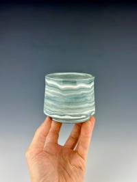 Image 1 of No.37 | White and Teal Marbled Porcelain Tumbler