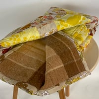 Image 4 of Sunlit Harvest Handmade Quilt Upcycled Vintage Fabrics & Wool Blanket