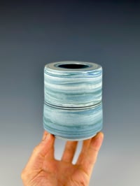 Image 1 of No.47 | White, Blue, and Teal Marbled Porcelain Bud Vase