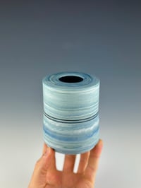 Image 1 of No.48 | White, Blue, and Teal Marbled Porcelain Bud Vase