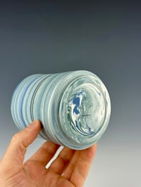 Image 3 of No.49 | White, Blue, and Teal Marbled Porcelain Bud Vase