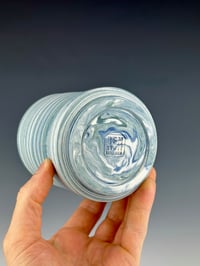 Image 2 of No.50 | White, Blue, and Teal Marbled Porcelain Bud Vase