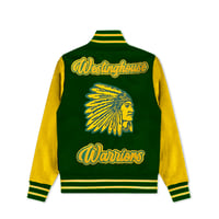 Image 2 of WESTINGHOUSE LETTERMAN JACKET (GREEN & YELLOW)