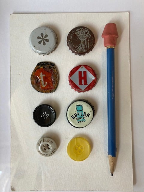 Image of Framed found object collages 8"x10"