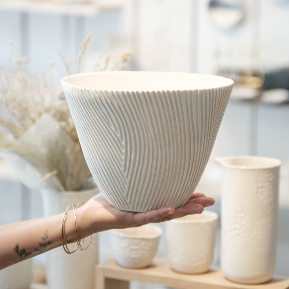 Image of -Saladier SENMAIDA sgraffité sillons