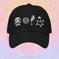 Image 1 of Sweary Grawlix Cartoon Cussin' Dad Hat in Black, Red, Camo, and Pink