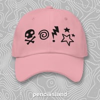 Image 2 of Sweary Grawlix Cartoon Cussin' Dad Hat in Black, Red, Camo, and Pink