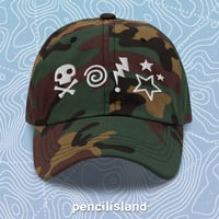 Image 4 of Sweary Grawlix Cartoon Cussin' Dad Hat in Black, Red, Camo, and Pink