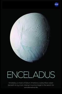 Image 1 of Enceladus Moon Vertical Poster, NASA/Space Exploration Series