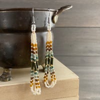 Image 2 of Golden Olives 2 - seed beaded earrings