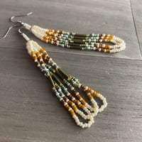 Image 1 of Golden Olives 2 - seed beaded earrings