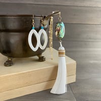 Image 4 of Sleeping Beauty turquoise and shell earrings