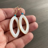 Image 3 of Sleeping Beauty turquoise and shell earrings