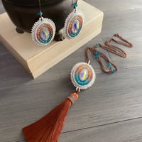 Image 3 of Clay and Tide necklace - applique beaded pendant necklace