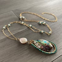 Image 2 of Turquoise, abalone and pearl necklace