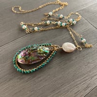 Image 4 of Turquoise, abalone and pearl necklace