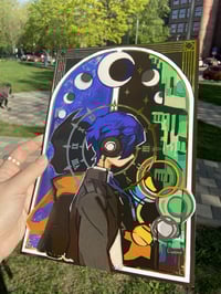 Image 1 of Persona 3 Ryoji and Makoto Gold Foil Print 🌙