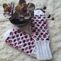 Image 4 of White and Rose Newfie Mittens