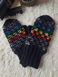 Image 1 of Rainbow Newfie Mittens