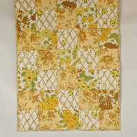 Image 1 of Yellow Tones Baby Handmade Quilt Upcycled Vintage Fabrics & Sheets