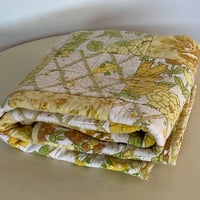 Image 5 of Yellow Tones Baby Handmade Quilt Upcycled Vintage Fabrics & Sheets
